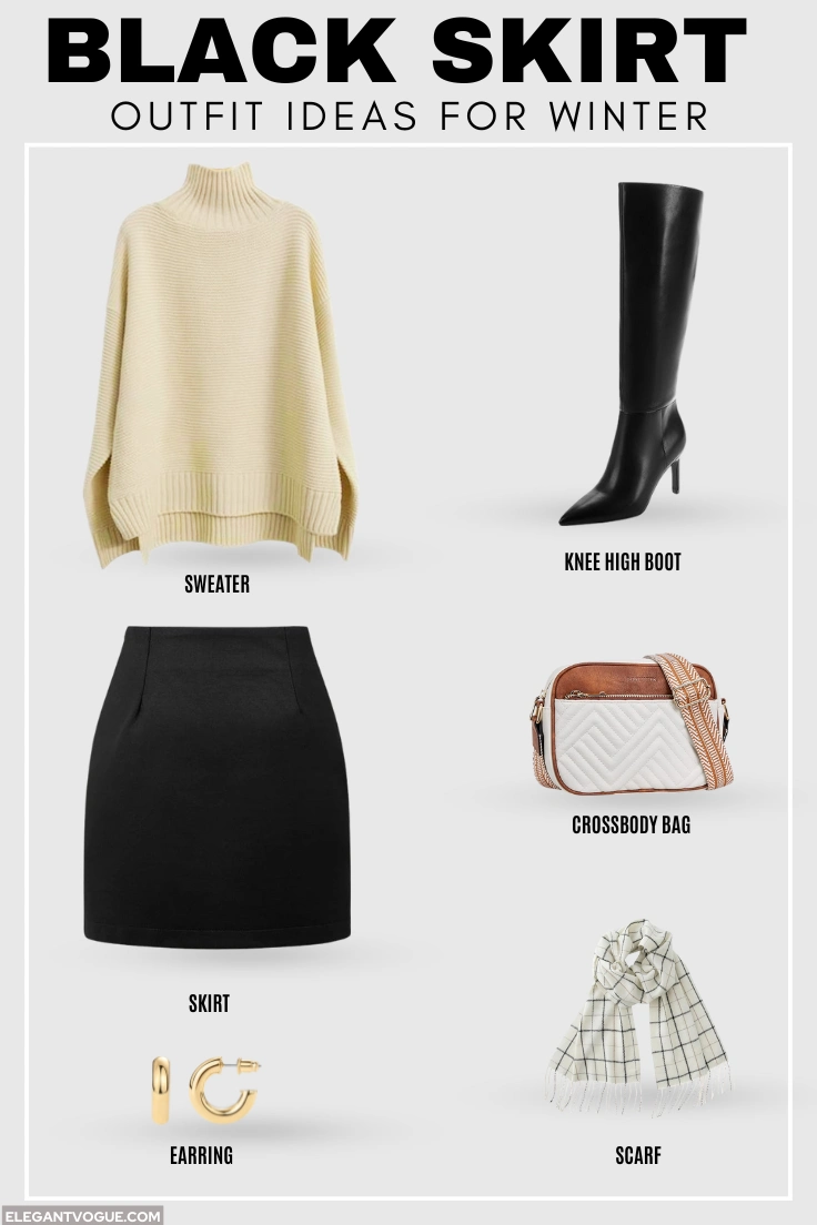 black skirt outfit winter