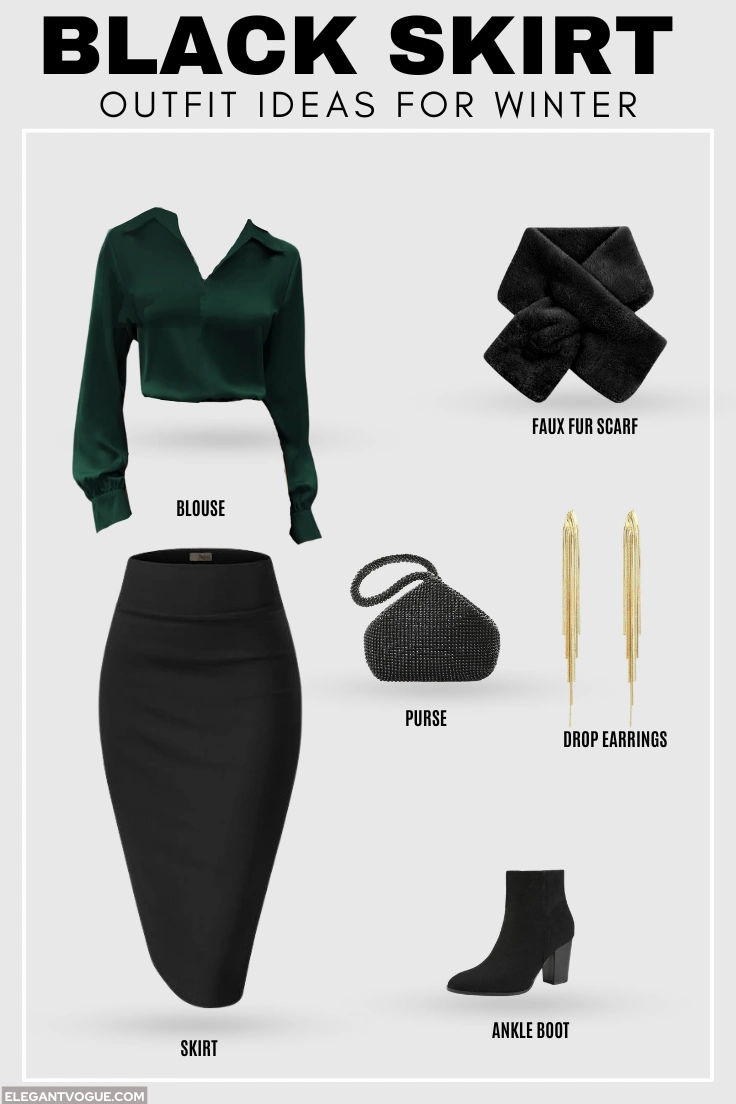 black skirt outfit winter