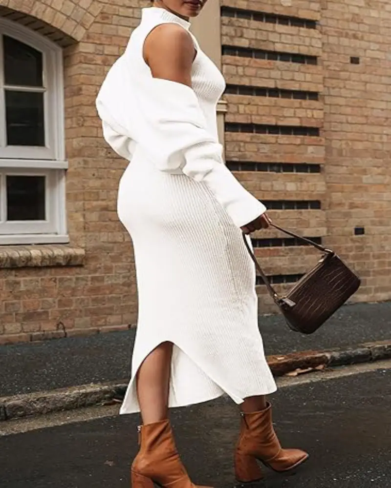 white sweater dress outfit